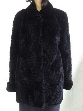 Brand New Black Sheared Beaver Fur Coat Jacket Women Woman Size 6-8